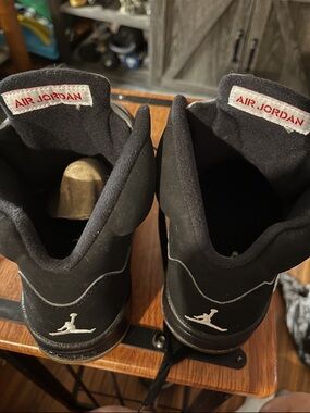 Jordan Black High-Top Sneakers with White Jumpman and Red Air Jordan Tag